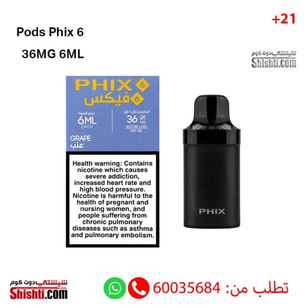 Pods Phix 6 Grape 36MG 6ML