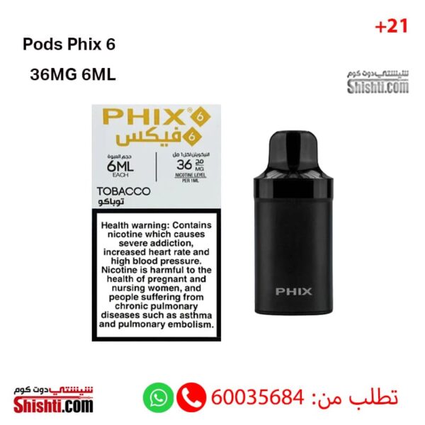 Pods Phix 6 Tobacco 36MG 6ML